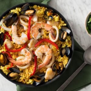 Paella pescado y langostino min. 15 pax
